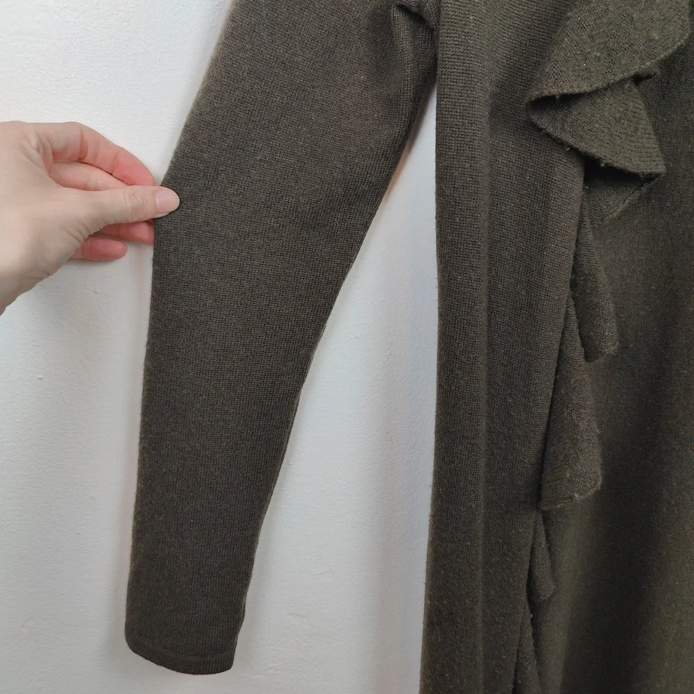 Ralph Lauren Black Label Cashmere Ruffle Duster Cardigan Womens Medium FLAWED - Picture 4 of 13